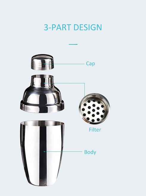 FRONTIER Cocktail Wine Shaker - Stainless Steel Martini Shaker with Cap and Strainer - 10OZ...