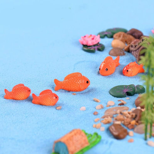 16 pcs Fish Frog Lotus Miniatures Garden Bonsai Mini Ornaments Fish Tank Decors...