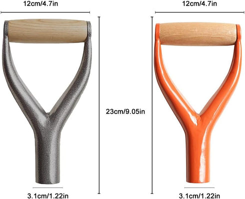 Shovel D Grip Handle, Reusable Y Grip Replacement Forks Garden Snow Removal Shovel with Wooden Grip for Digging Raking Tool(Silver)...