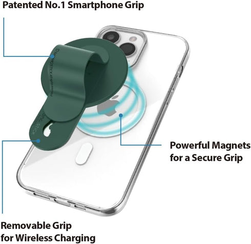 Momostick Mag-FLATSTICK, Magnetic Finger Grip with Stand, Phone Loop, and Finger Holder - iPhone Accessory Compatible with Most Smartphones - Matt...