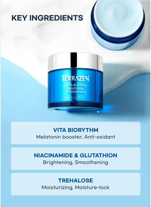 Korean Face Skin Care AQUA Recharge Whitening Sleeping Mask 80ml - Anti Wrinkle, Hydrating & Moisturizing Cream - Firming Night Mask...