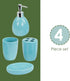 Home Basics 4-Piece Bathroom Accessory Set, Includes Soap/Lotion Dispenser, Toothbrush and Toothpaste Holder, Soap Dish, and Tumbler, Turquoise...