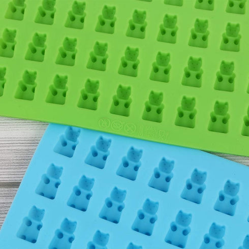 homEdge Silicone Gummy Bear Candy Molds, Set of 4 Packs Non Stick Food Grade Chocolate Gummy Mold Bonus with 2 Dropper-Blue, Red, Green and Pink...