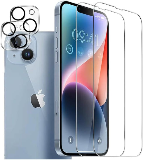 Premium Matte Screen Protectors With Camera Lens Protection For iPhones | 9H Hardness, Ultra Resistant, Bubble Free, Tempered Glass - 2 Pack (IPho...