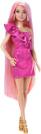 Barbie Doll with Extra-Long Blonde Rainbow Hair & Color-Block Polka Dot Dress, Plus 10 Hair & Fashion Accessories...