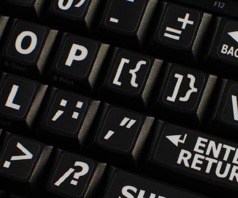 English US Large Letters Keyboard Stickers Matte Non Transparent Black Background (Upper CASE) by 4Keyboard...