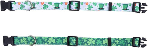 2 Pack St.Patrick's Day Dog Collar Adjustable Four Leaf Clover Small...