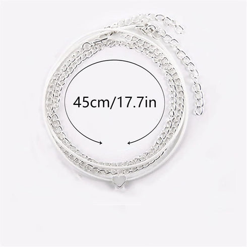 Boho Layered Anklets Silver Love Ankle Bracelets Chain Heart Beach Foot Accessory Jewelry for Women...