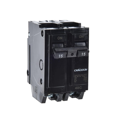 15 Amp Breaker, CNAODUN 2 Pole Circuit Breaker 120/240VAC 10KA Plug-in Mount...