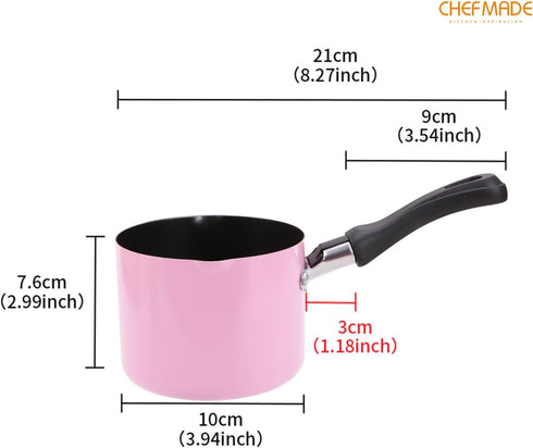 CHEFMADE Mini Milk Coffee Warmer, Non-stick 550ML Milk Chocolate Coffee Butter Warmer Pot With Double Diversion Port...