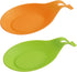 kwmobile Silicone Spoon Rest Set (2 Pieces) - Holders for Stove Top Kitchen Counter Table - Rests for Spoons and Utensils - Green/Orange...