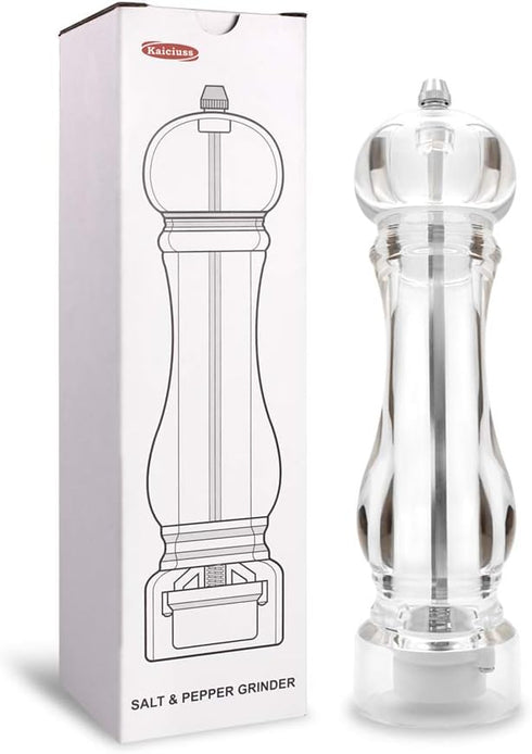 Salt Pepper Grinder Mill Arcylic,the Best Peppercorn Grinder with Adjustable Mill-Clear...