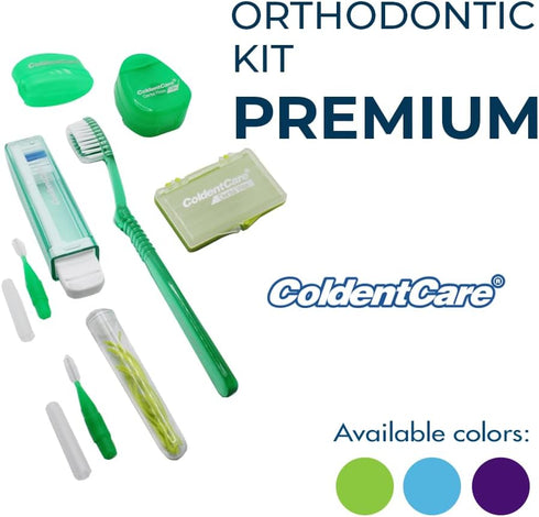 Orthodontic Oral Care Kit for Cleaning Brackets Braces, Includes Toothbrush and Cap, Travel Toothbrush, Dental Floss 12m, Dental Wax, Floss thread...