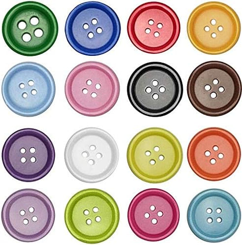 Libiline 100pcs Resin Button Solid Color 4Holes Craft Clothe Sewing Card Making Sweater Shirt (Multi-Color, 1"(25mm))...