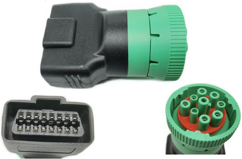 Type 2 Green 9pin J1939 to OBD2 16pin J1962 Female Adapter...