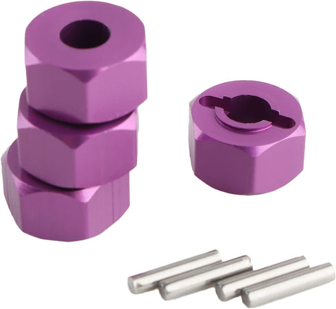 12mm Hex Wheel Hub Mount, Aluminum 7mm Thick with 2x10mm Stub Axle Pins for 1/10 Slash 4x4 & HQ 727 RC Cars Replacement Upgrade Parts (Purple)(Set...