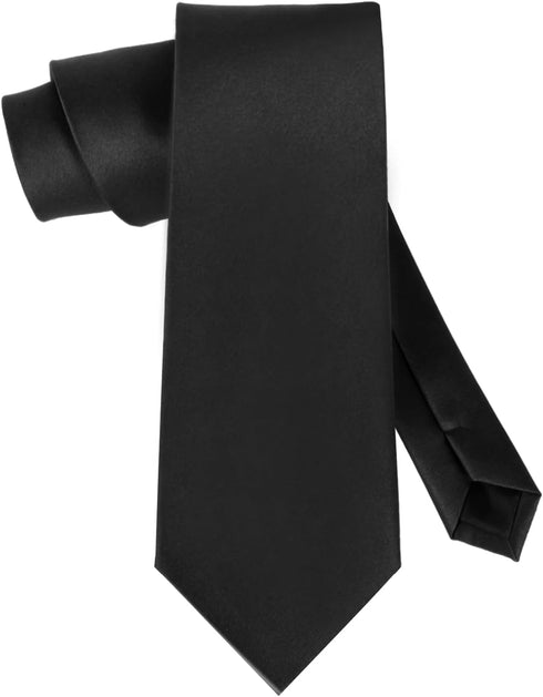Black Ties For Men Solid Color Formal Neckties 3.75''(9.5CM) XL Tie Big Ties For Men...