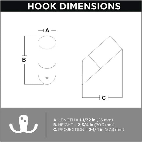 Franklin Brass Modern Slant (5-Pack) Single Wall Hooks 1-Prong Coat/Hat Pure White/Brass Hooks for Hanging Wall Mount Hanger Clothes, Purse, Bag, ...