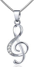 Music Note Pendant Necklace 925 Sterling Sliver Cubic Zirconia for Women Mother’s Day Valentine's Day Christmas Jewelry Gift Chain 18 Inches...
