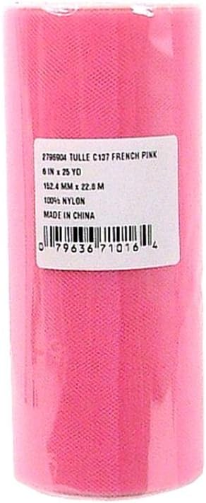 Offray Tulle Craft Ribbon, 6-Inch by 25-Yard Spool, French Pink...