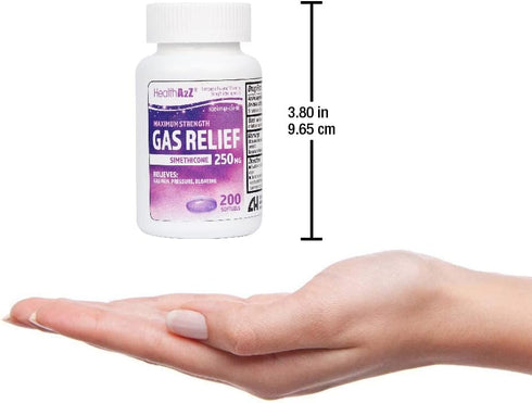 HealthA2Z® Gas Relief Simethicone 250mg | Maximum Strength | Fast Gas Relief | Relieve Symptoms Naturally (200 Softgels (Pack of 1))...