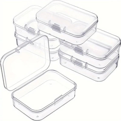 Clear Plastic Storage Box, Beads Container With Hinged Lid Hardware Supplies (6pcs,8.5 * 6.*2.5cm)...