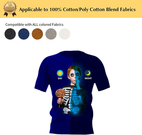 TransOurDream Luminous Heat Transfer Paper for T Shirts (10 Sheets, 8.5x11'', Glow 2.0) Printable Heat Transfer Vinyl for Inkjet Printer Iron on T...