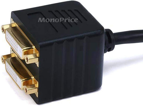 Monoprice Video Splitter - HDMI Male to 2X DVI-D Female, Gold Plated, Black...