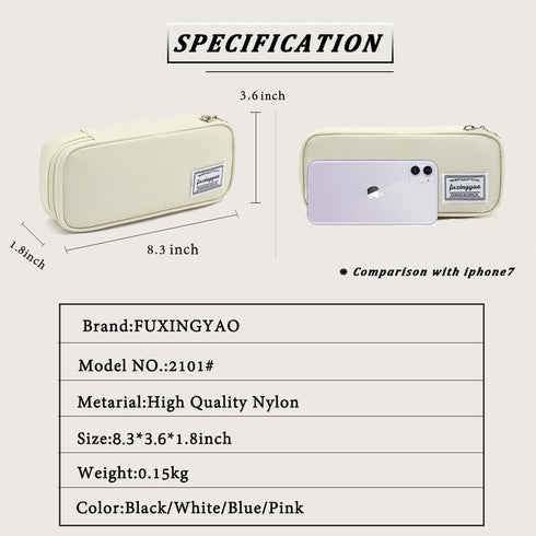 FUXINGYAO Pencil Case, Multi- Slot Pencil Pouch, Portable Pencil Bag, Pen Case for& Office(White)...