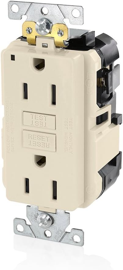 Leviton MGFN1-T Lev-Lok Modular Wiring Device 15A-125V Extra-Heavy Duty Industrial Grade Non-Tamper-Resistant Duplex Self-Test GFCI Receptacle, Li...