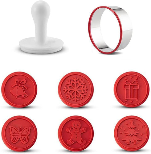 6PCS Silicone Cookie Stamp Press Cookie Cutter Biscuit for DIY Christmas Christmas and Daily Baking...