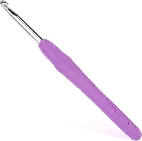 Crochet Hook, 5.0 mm Ergonomic Crochet Hook, Crochet Needles, Ergonomic Handle Crochet Hook, Knitting Needles with Soft Handle Beginners and Exper...
