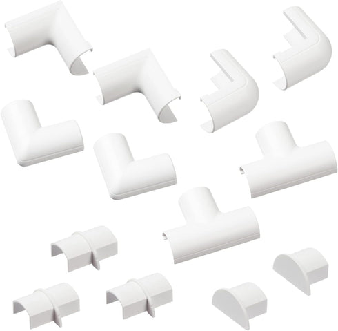 D-Line Small Cable Raceway Accessory Pack, Join 0.78in x 0.39in Cord Cover Lengths, 13 Accessories Included, Hide Cords Around a Variety of Angles...