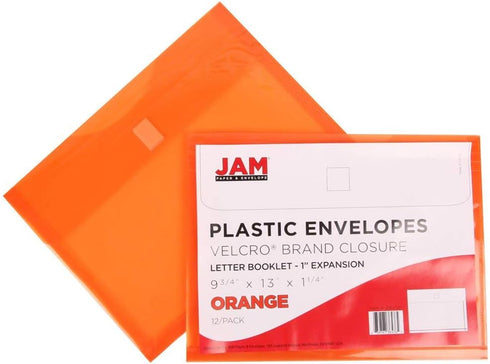 JAM PAPER Plastic Expansion Envelopes with Hook & Loop Closure - Letter Booklet - 9 3/4 x 13 with 1 Inch Expansion - Assorted Colors - 6/Pack...