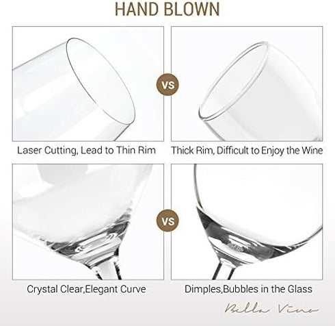 Bella Vino Hand Blown Crystal Champagne Flutes - Bella Vino Standard Champagne Glasses Made from Premium Crystal Glass, Great Gift, 10.5", Clear, ...