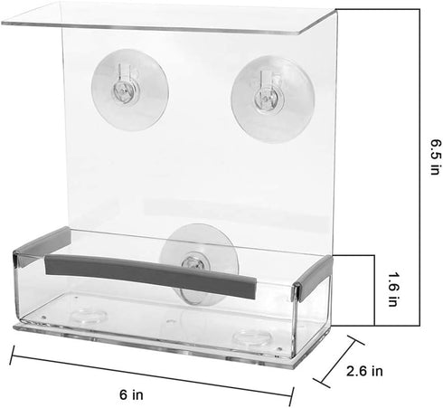 Window Bird Feeder with Strong Suction Cups, Kitchen Window Bird Feeder Acrylic Hanging Bird Feeder Outdoor Suction Bird House for Outside Wild Bi...