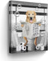 Golden Retriever Canvas Wall Art Black and White Funny Pictures Farmhouse Bathroom Wall Decor Dog Sitting in Toilet Painting for Toilet Bathroom D...