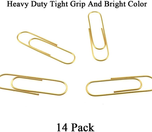HAHIYO Paperclips 4 inch (100mm) Extra Large Paper Clips Sturdy Bright Gold Vinyl Coated Prevent Scratching Tearing The Pages for Bookmark Organiz...