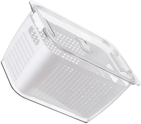 1pc Double Storage Basket Plastic Drawer Plastic Storage Bins Clear Organizer Box Over The Sink Colander Strainer Basket Fridge Pull Out Bin Veggi...