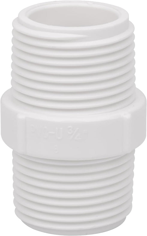 20Pack 3/4 Inch PVC Nipple Male Thread Coupling Adapter Connector (Male x Male) 3/4" PVC NPT Male Thread Coupling Pipe Fitting for Thread plumbing...