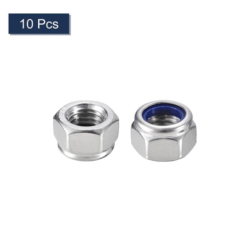uxcell 10Pcs M8 x 1.25 Nylon Insert Hex Lock Nut, Carbon Steel Self-Locking Nylon Insert Stop Nut for Industrial Construction Fasteners, Black&Bla...