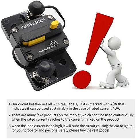 40Amp Waterproof Circuit Breaker 30A-300A with Manual Reset Suitable for Car Rv Marine Automotive Stereo Audio Electronic System...