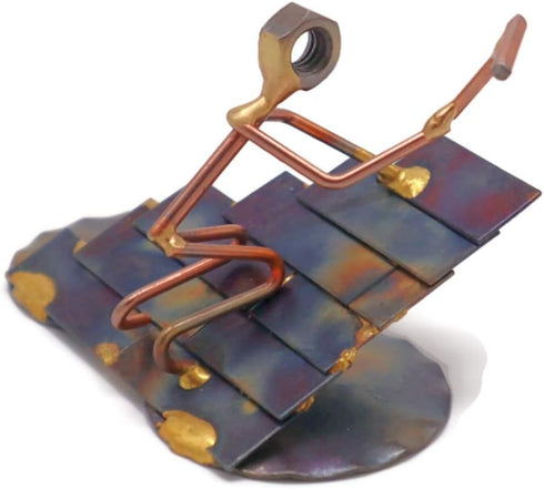 Roofer Figurine - Hand Welded Metal Art & Recycled Metal Sculptures - Unique Desk Accessories, Office Decor, & Roofer Gifts - Made in The USA...