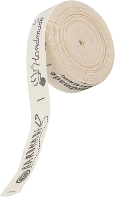 5 Yards Present Cotton Ribbon, 1.5cm Width Cotton Hand Made Fonts Ribbon Gift Present Package Supply Clothing Label for Craft Gift Wrapping Hair B...