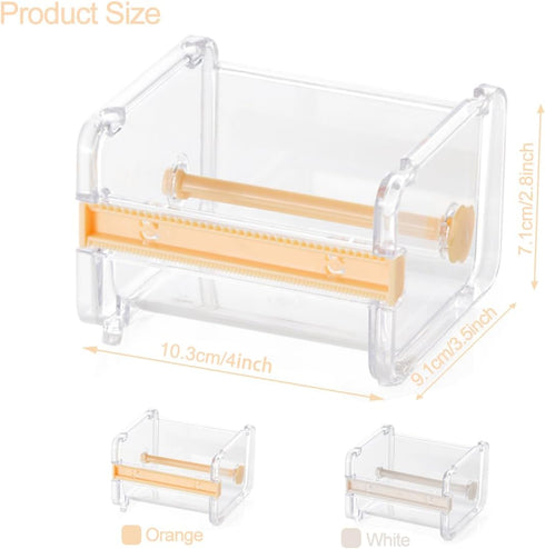 2 Pack Transparent Visible Desktop Washi Masking Tape Dispenser, Multi Tape Cutter,Roll Tape Holder, DIY Sticker Roll Tape Cutter Holder Storage (...