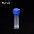 PATIKIL 5mL Plastic Test Tubes, 15 Pack Frozen Container Storage Blue Screw Cap for Lab Laboratory Science, Clear...