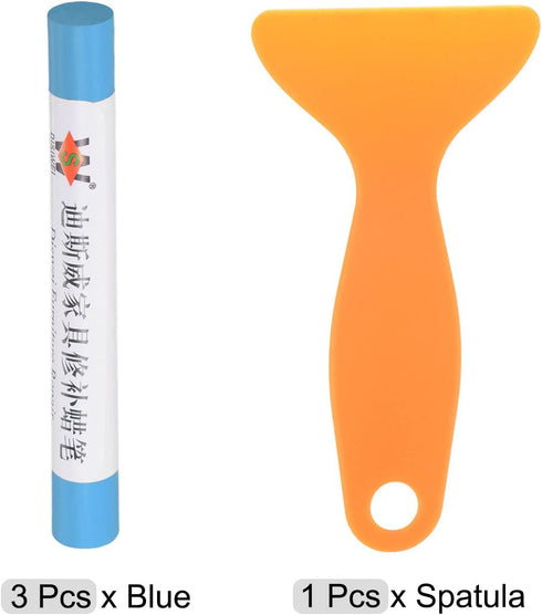 Wax Filler Stick, 3pcs Wooden Repair Wood Wax Fill Sticks with Spatula Crayon Markers Furniture Touch Up Kit for Remover Scratches Scuffs on Furni...