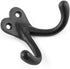 Renovators Supply Bathroom Hooks 2 in. Black Cast Iron Wall Mount Double Hooks for Hanging Robe, Towel, Hat, with Mounting Hardware Pack of 3...