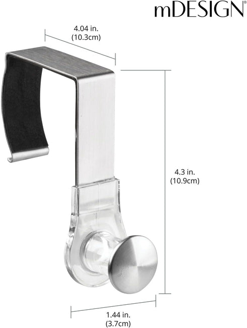 mDesign Modern Metal and Plastic Office Over The Cubicle Storage Organizer Hooks - Wall Panel Hangers for Hanging Accessories, Coats, Hats, Purses...