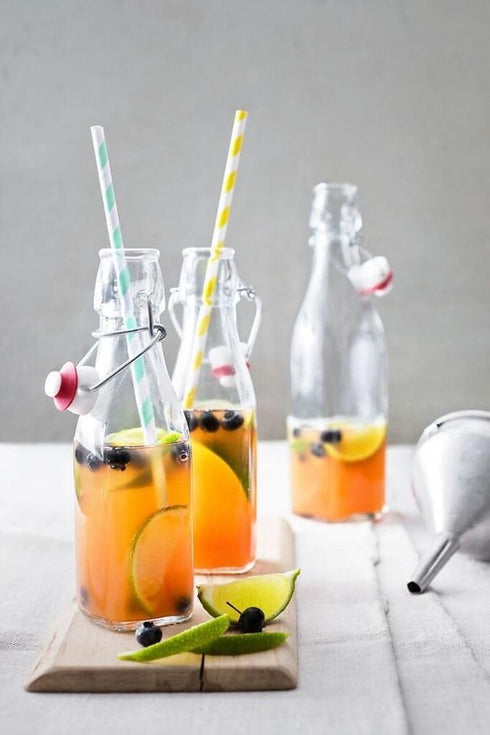 Bormioli Rocco Swing Bottle - 8.5 oz, Recyclable Glass with Airtight Seal - BPA-Free & Dishwasher Safe - Ideal for Infused Drinks, Juices, Oils - ...
